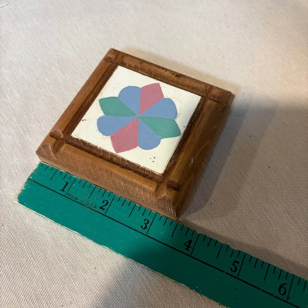 Vintage Hand Painted Wood‎ Floral Wall Art Plaques Set of 2 Folk Art Decor Small
